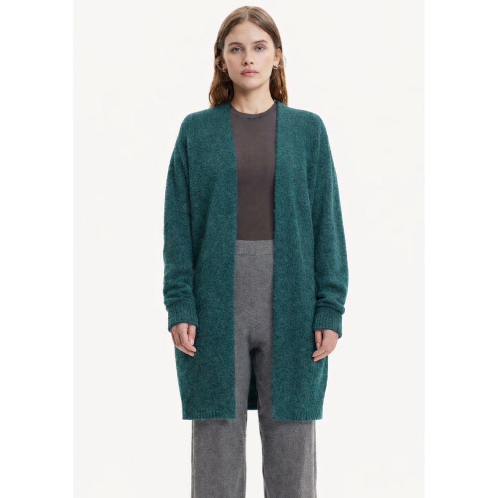Samsøe Samsøe Nor Cardigan Sea‎ Moss Mel XXS Oversized Knit Alpaca Merino Wool